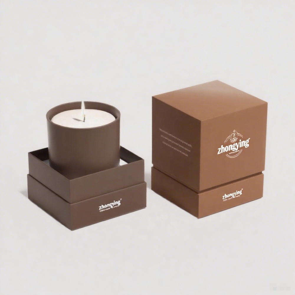 brown rigid cardboard Custom square candle gift box Maker