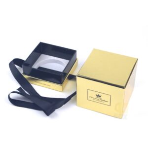 custom Hardboard square candle boxes With ribbon Factory