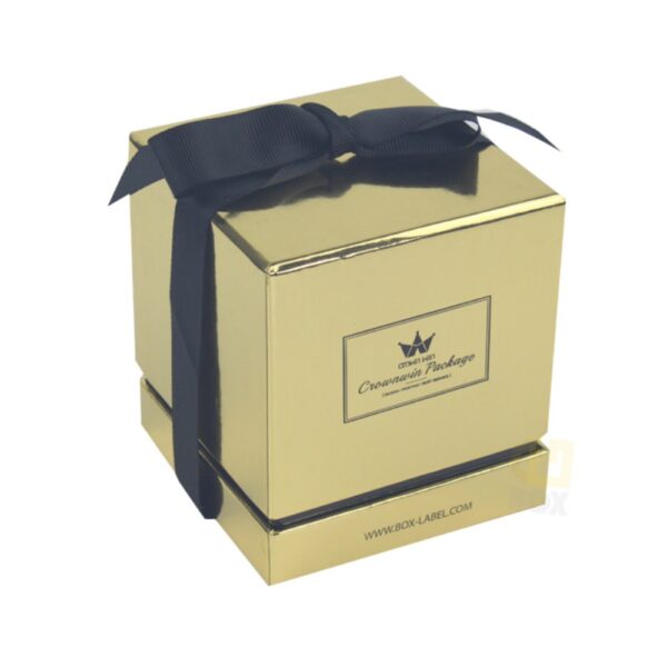 custom Hardboard square candle boxes With ribbon Factory