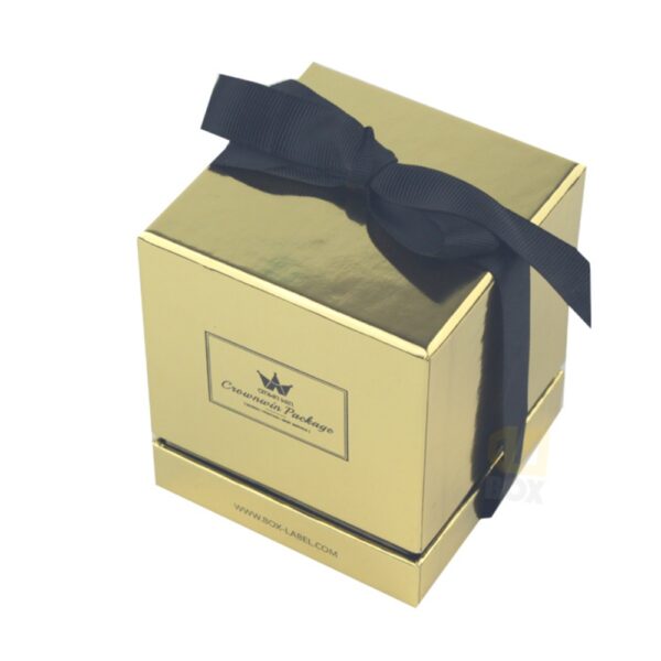 custom Hardboard square candle boxes With ribbon Factory