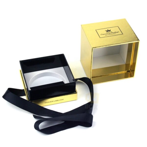 custom Hardboard square candle boxes With ribbon Factory