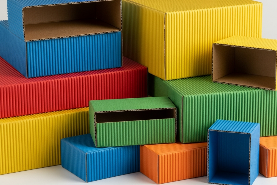 Colorful airplanes and boxes