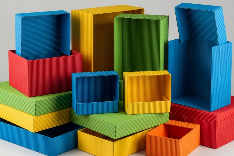 Colorful airplanes and boxes