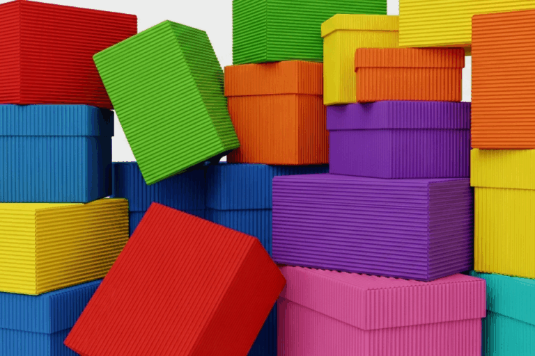 Colorful airplanes and boxes