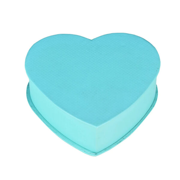 Aqua Heart-Shaped Rigid Gift Box with Silver Foil Insert
