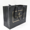 Black Foil Stamped Apparel Paper Bag with Ribbon Handles Black Foil Stamped Apparel Paper Bag with Ribbon Handles