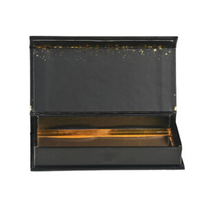 Black Gold Foil Book-Style Rigid Gift Box with Gold Tray