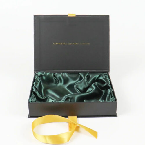 Black Lingerie Gift Box with Satin Lining and Ribbon Tie