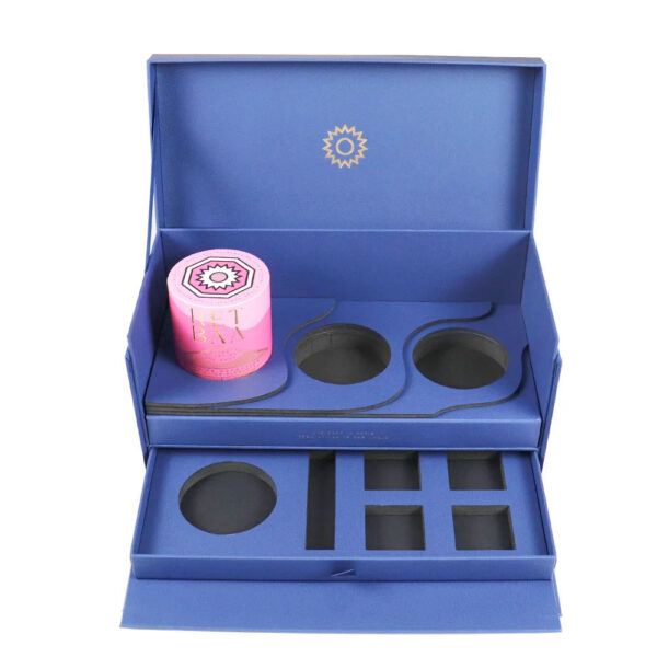 Blue Double-Layer Candle Gift Box with Foam Drawer Insert Blue Double-Layer Candle Gift Box with Foam Drawer Insert