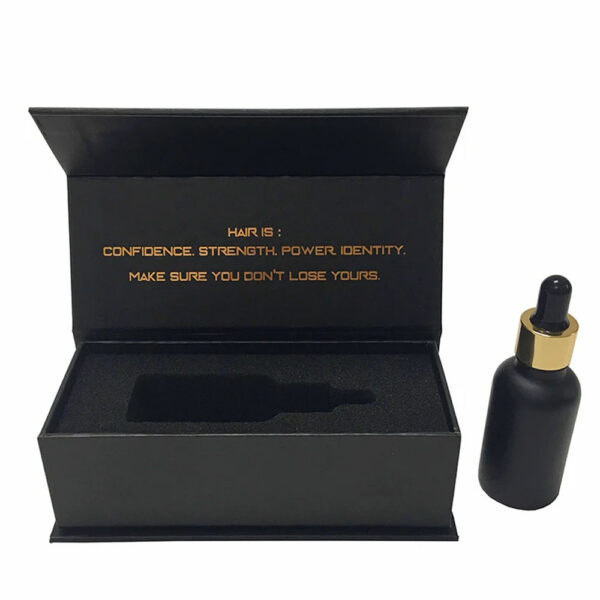 Custom Black Hair Serum Rigid Gift Box with Foam Insert