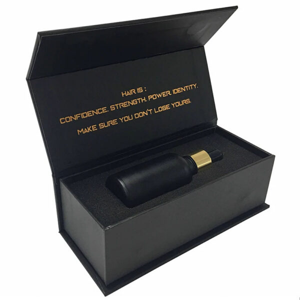 Custom Black Hair Serum Rigid Gift Box with Foam Insert