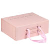 Custom Pink Rigid Gift Box with Ribbon Handles
