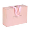 Custom Pink Rigid Gift Box with Ribbon Handles