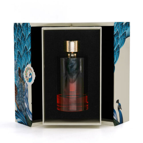 Double-Door Peacock Printed Perfume Gift Box with Insert