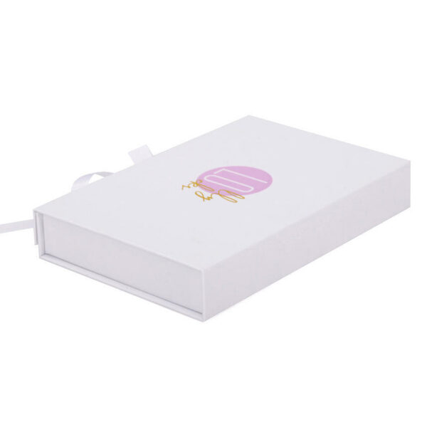 Foil Logo White Rigid Beauty Gift Box with Ribbon Closure Foil Logo White Rigid Beauty Gift Box with Ribbon Closure