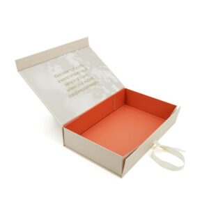 Folding Rigid Skincare Gift Box with Ribbon Tie Closure
