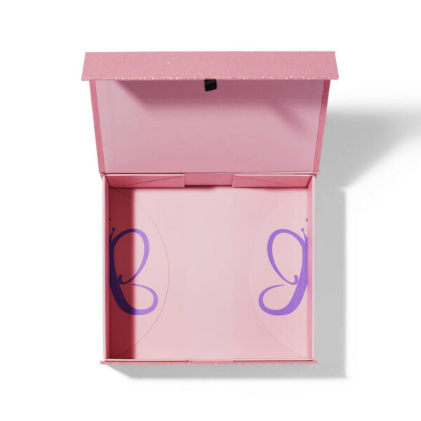 Glitter Pink Book-Style Cosmetic Gift Box with Pull Tab Glitter Pink Book-Style Cosmetic Gift Box with Pull Tab