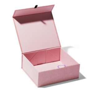 Glitter Pink Book-Style Cosmetic Gift Box with Pull Tab