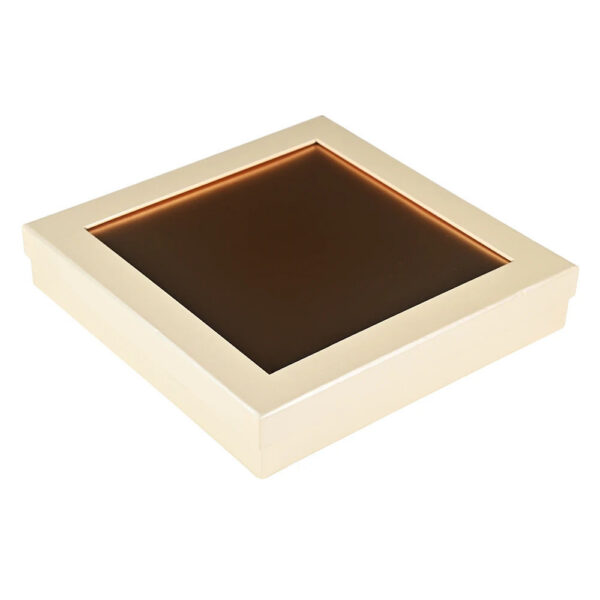 Gold Rigid Chocolate Display Box with Clear Windowed Lid Gold Rigid Chocolate Display Box with Clear Windowed Lid