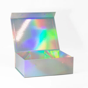 Holographic Magnetic Gift Box with Satin Ribbon Closure