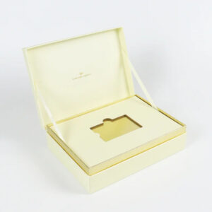 Ivory VIP Card Rigid Presentation Box with Gold Foil Logo