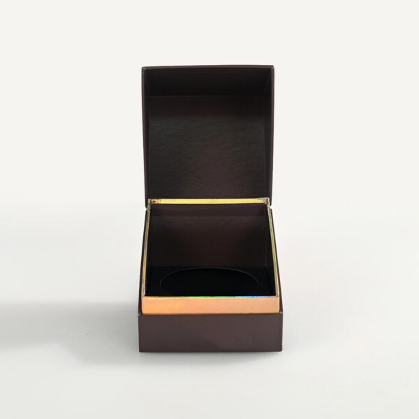 Luxury Hinged Candle Jar Rigid Gift Box with Gold Foil Rim