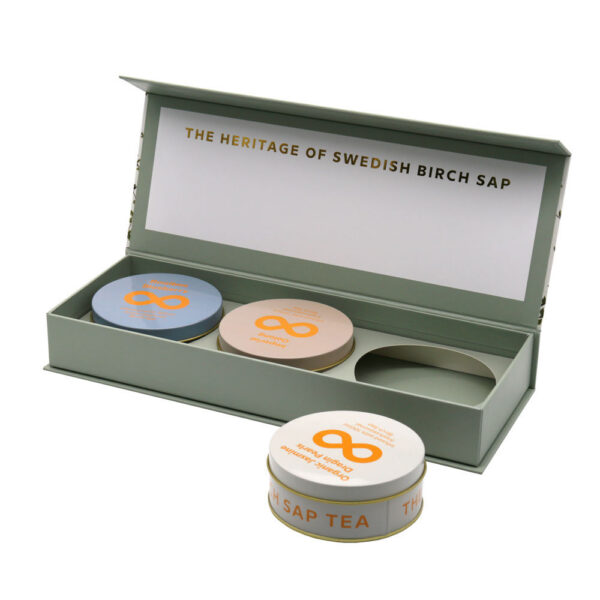 Luxury Rigid Magnetic Birch Sap Tea Tin Box with Insert Luxury Rigid Magnetic Birch Sap Tea Tin Box with Insert