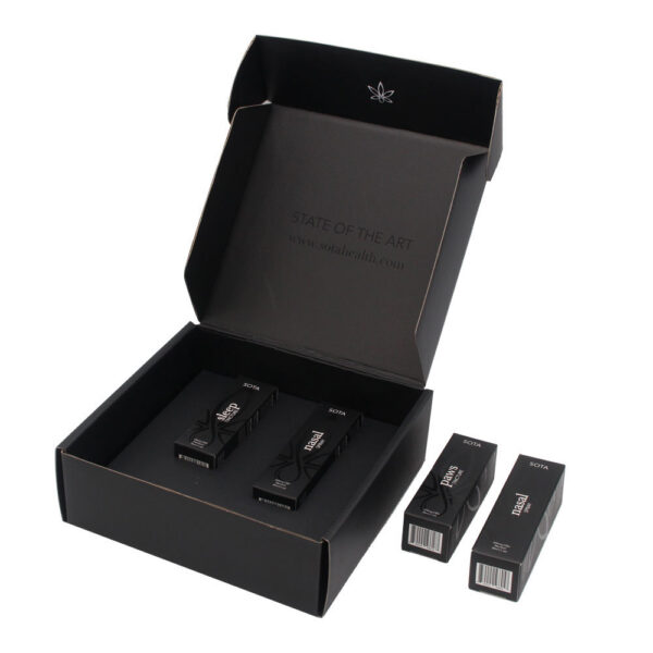Matte Black CBD Wellness Spray Mailer Box with Tray Insert Matte Black CBD Wellness Spray Mailer Box with Tray Insert