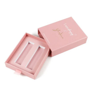 Pink Drawer Lip Gloss Duo Packaging Box with Ribbon Pull
