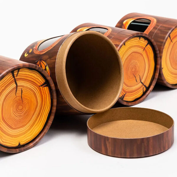 Printed Wood Grain Paper Tube Food Box with Clear Window Printed Wood Grain Paper Tube Food Box with Clear Window