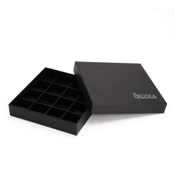 Rigid Chocolate Gift Box with Logo Printed Grid Inserts Rigid Chocolate Gift Box with Logo Printed Grid Inserts