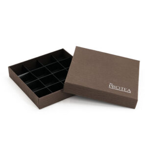 Rigid Chocolate Gift Box with Logo Printed Grid Inserts