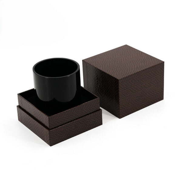 Rigid Croc Texture Candle Jar Box with Molded Black Insert Rigid Croc Texture Candle Jar Box with Molded Black Insert