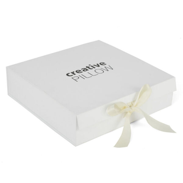 Rigid Pillow Presentation Box with Satin Ribbon Closure Rigid Pillow Presentation Box with Satin Ribbon Closure