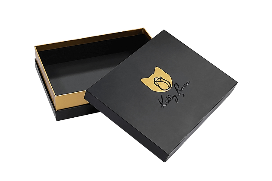 Custom matte-finish rigid box with gold-foil logo