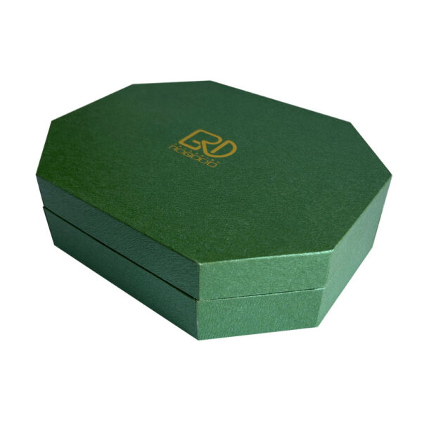 Green octagonal rigid perfume box with custom EVA foam insert