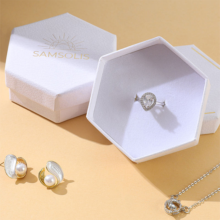 Hexagon Rigid Boxes White Cardboard Gift Wrapping